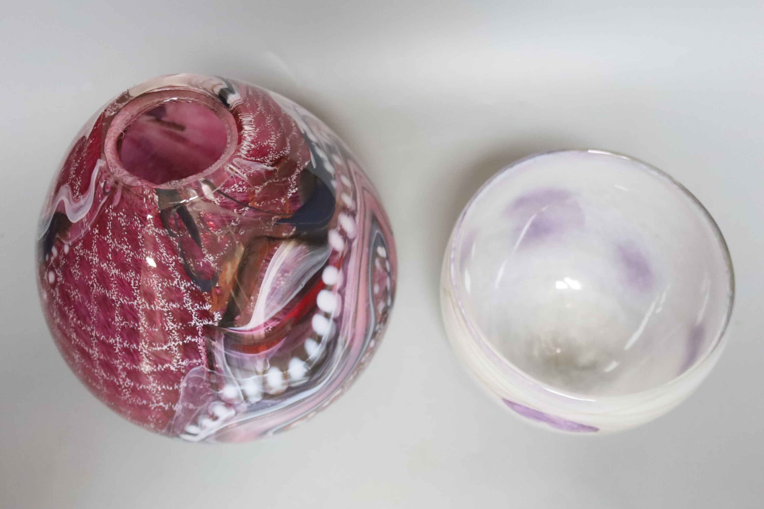A Siddy Langley art glass vase and bowl, height 22cm